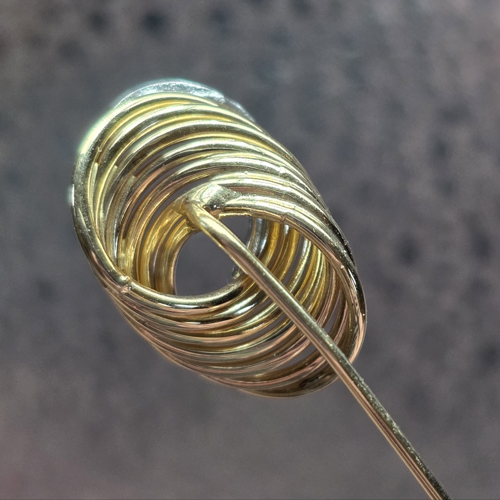 Vintage 14k Yellow Gold Genuine Diamond Lapel Stick Tie Pin Brooch 3.3 g - Picture 6 of 16